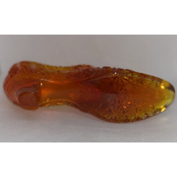 Fenton Daisy and Button Amberina Glass Slipper Shoe W/ Cat Glows Vintage - Picture 9 of 14